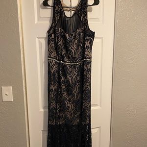 Navy & tan dress